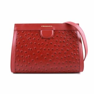 Deauville Ostrich-Crossbody bag-Bordeaux