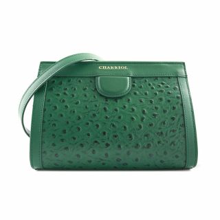 Deauville Ostrich-Crossbody bag-Green-S